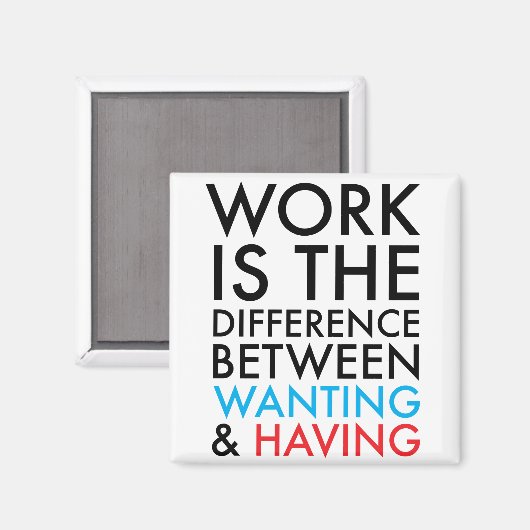 Werk is het verschil tussen willen en hebben magneet (Voorkant / Achterkant)