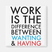 Werk is het verschil tussen willen en hebben magneet (Voorkant)