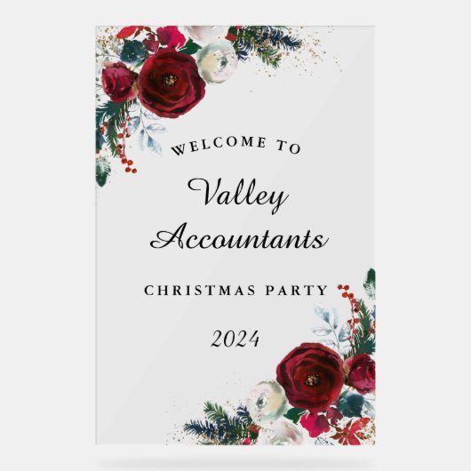 Werk Jaarlijks Kerstfeest Bloemen Acryl Teken Acryl Bord (Voorkant)