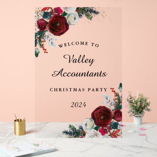 Werk Jaarlijks Kerstfeest Bloemen Acryl Teken Acryl Bord (Huwelijk)