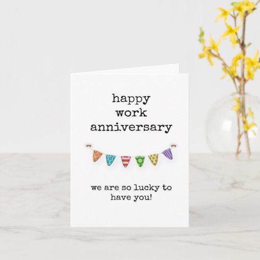 Werk Jubileum Kaart, gelukkig om je te hebben Kaart (Gele Bloem)