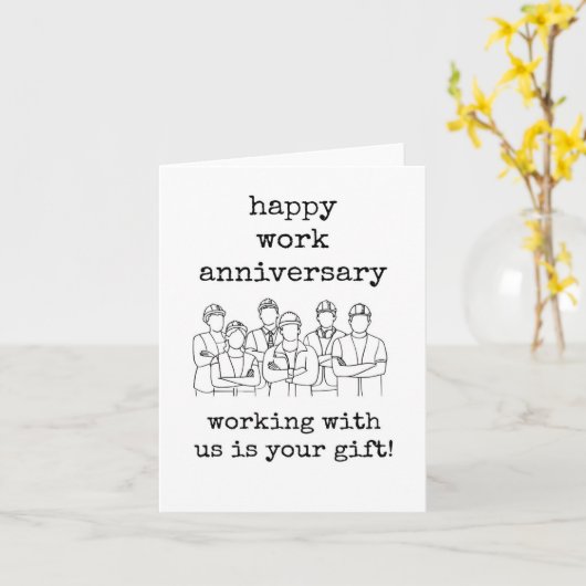 Werk Jubileum Kaart, werken met ons is uw Kaart (Gele Bloem)
