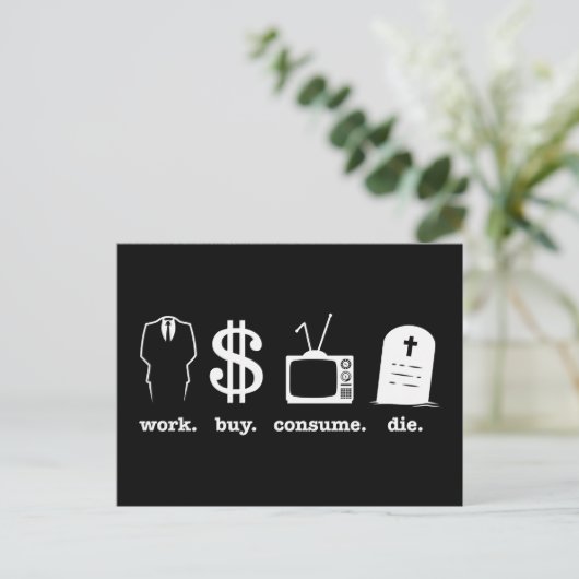 werk koopt consumentenslijm briefkaart (Staand voorkant)