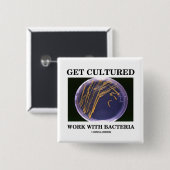 Werk kweken met bacteriën (agar-Bord) Vierkante Button 5,1 Cm (Voorkant /achterkant)