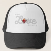 WERK LIEFDE BALANS in grijze scriptletters Trucker Pet (Voorkant)