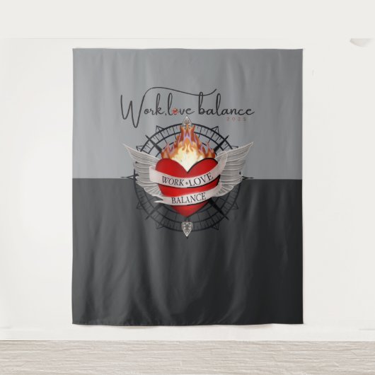 Werk, Liefde, Balans kompas ontwerp Wandkleed (Voorkant)