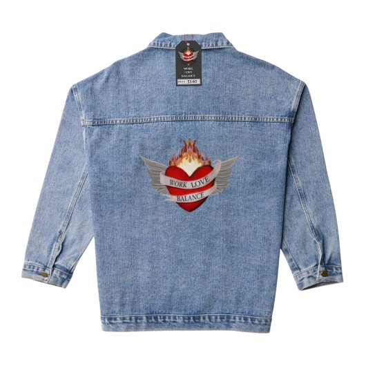 WERK LIEFDE BALANS met vleugels Denim Jacket