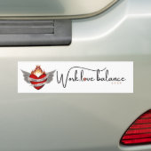 Werk, Liefde, Evenwicht in witte schrifttypes Bumpersticker (Op auto)