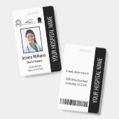 Werk Logo Bar Code Zwart Foto ID Badge (Voor- en achterkant)