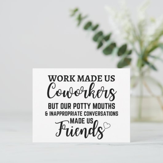 Werk maakte ons collega's maar onze scheldkanonnad briefkaart (Staand voorkant)