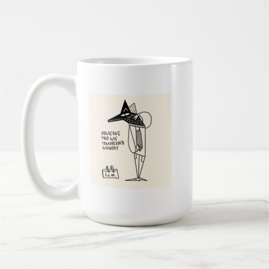 Werk maandag druk moe koffiemok (Links)