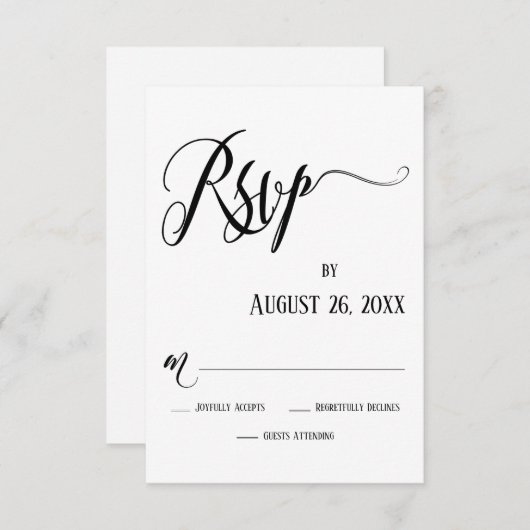 Werk met RSVP zwarte en witte Kaart (Voorkant / Achterkant)