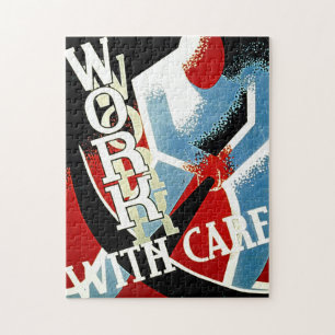 Werk met zorg - Depressie Era WPA-Poster Legpuzzel