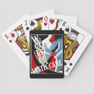 Werk met zorg -  Depressie Era WPA-Poster Pokerkaarten