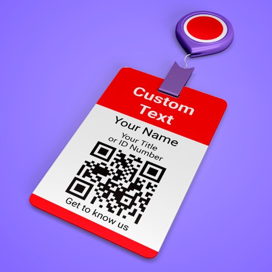 Werk Naam ID Titel En QR Code Eenvoudig Rood Badge
