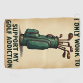 Werk om mijn golfverslaving te ondersteunen golfhanddoek (Horizontaal)