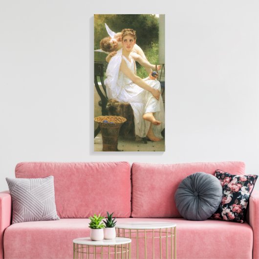Werk onderbroken door Bouguereau, Angel Portrait Canvas Afdruk (Insitu (Woonkamer))