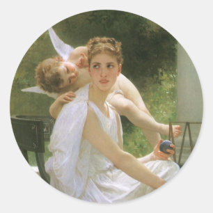 Werk onderbroken door Bouguereau, Angel Portrait Ronde Sticker