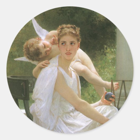 Werk onderbroken door Bouguereau, Angel Portrait Ronde Sticker (Voorkant)