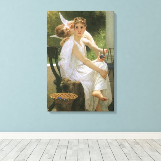 Werk onderbroken door Bouguereau, engel portret Canvas Afdruk (Insitu (Houten vloer))