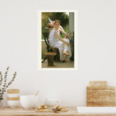 Werk onderbroken door Bouguereau, engel portret Poster (Keuken)