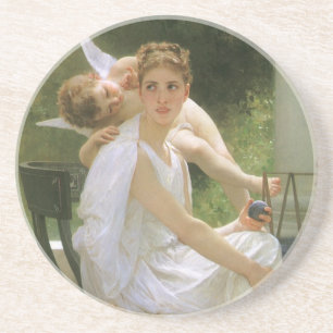 Werk onderbroken door Bouguereau, engel portret Zandsteen Onderzetter