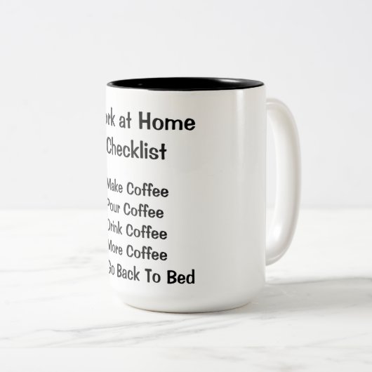 Werk op checklist thuis tweekleurige koffiemok (Voorkant rechts)