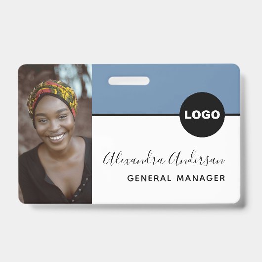 Werk Personeelskaart ID Foto Logo QR Code Denim Bl Badge (Voorzijde)
