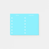 Werk | Persoonlijk Blauw met Witte Harten Checklis Post-it® Notes (Voorkant)