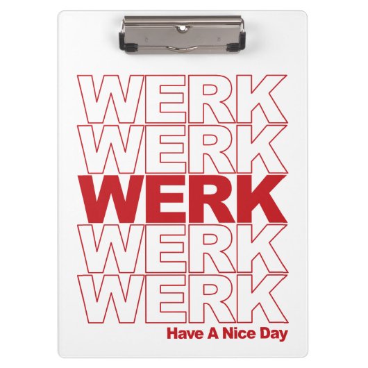 WERK Red Typografie Klembord (Voorkant)