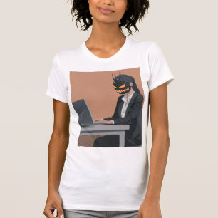 Werk tot je erbij neervalt – Skelet Kantoor Humor  T-shirt