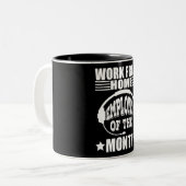 Werk van de thuiswerknemer van de maand tweekleurige koffiemok (Voorkant links)