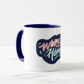 Werk van donkerblauw thuis mok (Voorkant links)