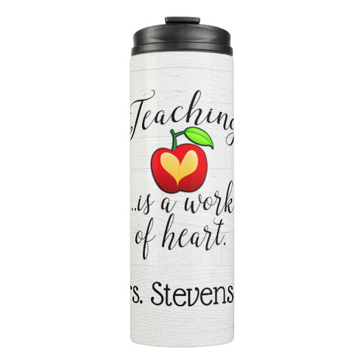 Werk van Heart Teacher Appreciation Gepersonalisee Thermosbeker (Voorkant)