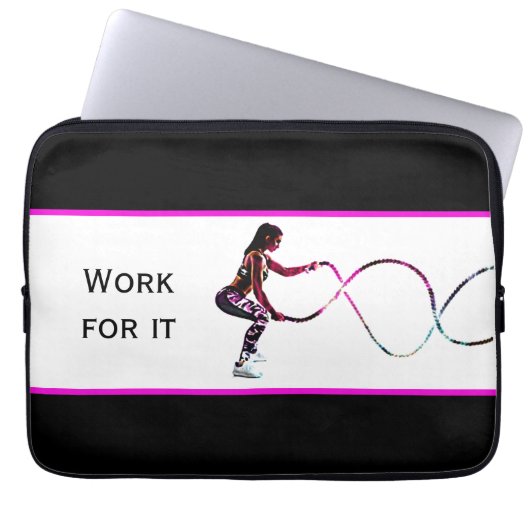 Werk voor IT - Battle Ropes Fitness Black en White Laptop Sleeve (Voorkant)
