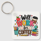 Werk voor Koffie Docent Sleutelhanger (Voorkant)