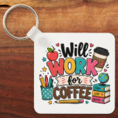 Werk voor Koffie Docent Sleutelhanger (Voorkant)