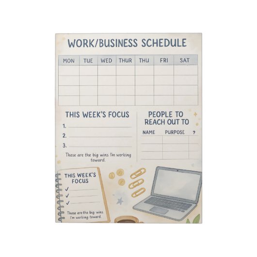 Werk & Zakelijk Wekelijks Schema Notitieblok (Linkerzijde)