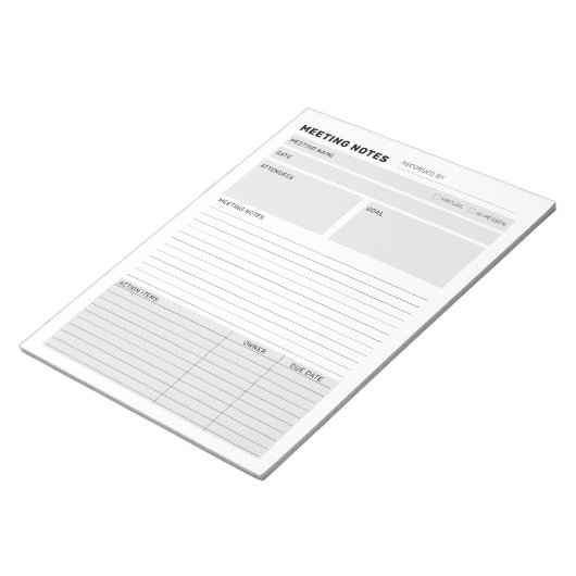  werkbalk Memo Planner voor vergaderingsnotities Notitieblok (Schuin)