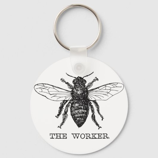Werkbij Hommels Bij Honing Antieke Illustratie Sleutelhanger (Voorkant)