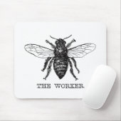Werkbij Zwarte Witte Hommel Vintage Muismat (Met muis)