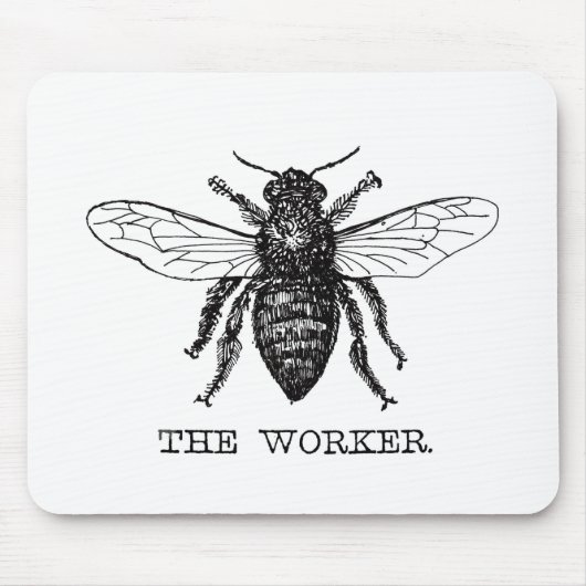 Werkbij Zwarte Witte Hommel Vintage Muismat (Voorkant)