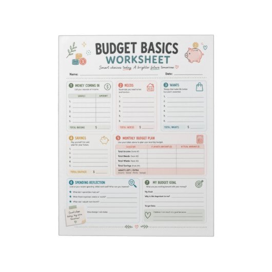Werkblad Budget Basis Notitieblok (Linkerzijde)