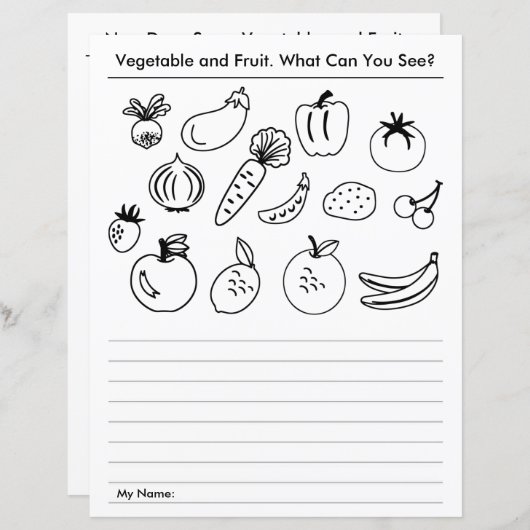 Werkblad voor de groente- en fruitschool (Voorkant / Achterkant)