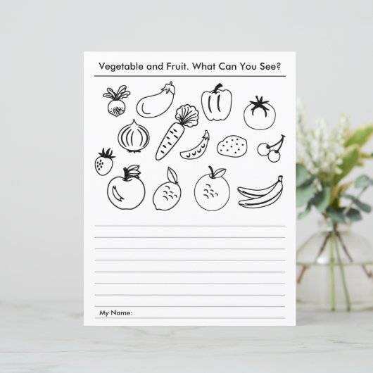 Werkblad voor de groente- en fruitschool (Staand voorkant)