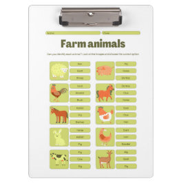Werkblad voor het herkennen van boerderijdieren klembord