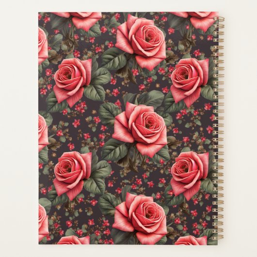 Werkboek met prachtig roos planner (Achterkant)