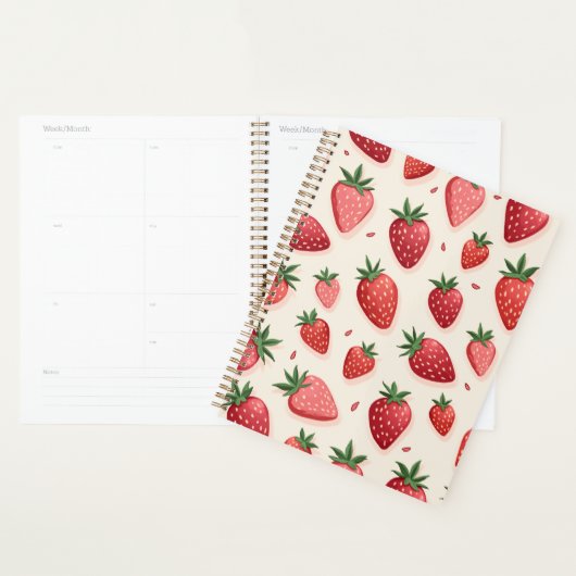 Werkboek met schattig aardbeienpatroon planner (Display)