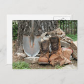 Werkboeken en schoppen briefkaart (Voorkant / Achterkant)