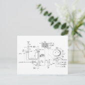 Werkelijk diagram voor een Space Ship Toilet Briefkaart (Staand voorkant)